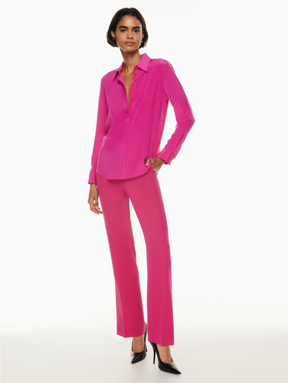 Babaton 100% Essential Silk Blouse | Size Medium | Granita Pink
